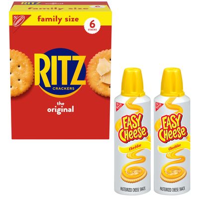 RITZ Original Crackers and Easy Cheese Cheddar Snack Variety Pack, 1 Family Size Box &amp; 2 Cans