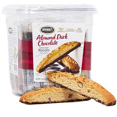 Nonni&#39;s Cioccolati Biscotti - Individually Wrapped Italian Almond &amp; Dark Chocolate Cookies - Kosher Coffee Biscotti - 21 oz