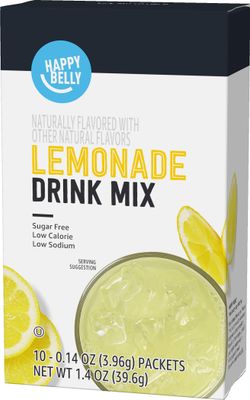 Amazon Brand - Happy Belly Drink Mix Singles, Lemonade, 0.14 ounce (Pack of 10) (Previously Solimo)