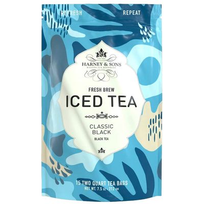 Harney &amp; Sons Organic Black Fresh Brew Iced Tea Two Qt Tea Bags, Unflavored, 15 Count