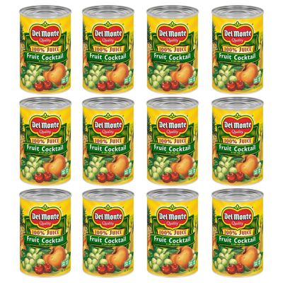 Del Monte Canned Fruit Cocktail in 100% Fresh Juice, 15 Ounce (Pack of 12)