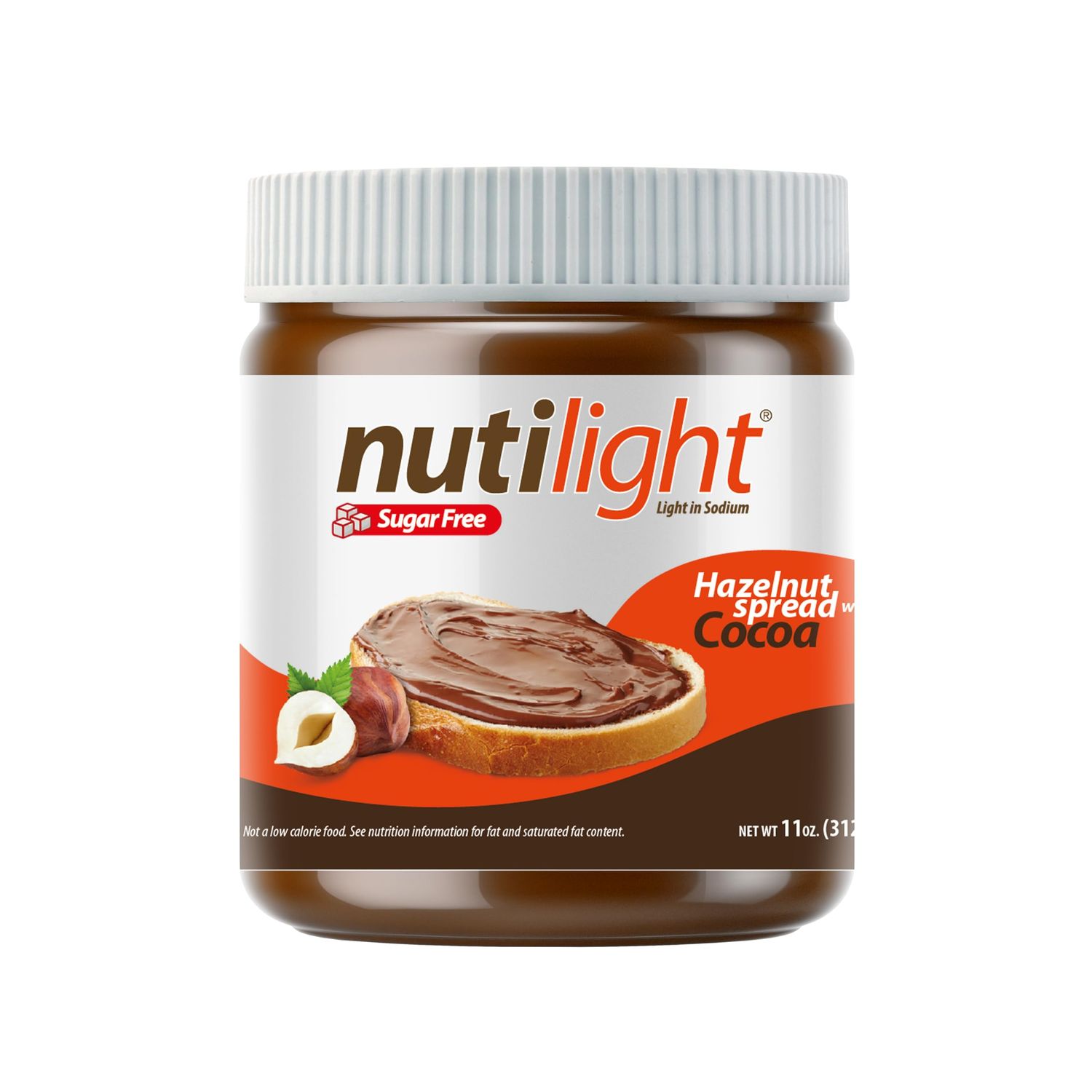 Nutilight, Sugar Free/No sugar Added, Hazelnut Spread, Keto and Diabetic Friendly, Low Net Carb, Non-GMO, Naturally Sweetened with Stevia. (2 Jars, 11 oz, Dark Hazelnut)