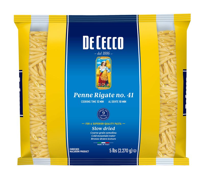 De Cecco Semolina Pasta, Penne Rigate No.41, 5 Pound (Pack of 4)