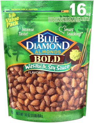 Blue Diamond Almonds Wasabi &amp; Soy Sauce Flavored Snack Nuts, 16 Oz Resealable Bag (Pack of 1)