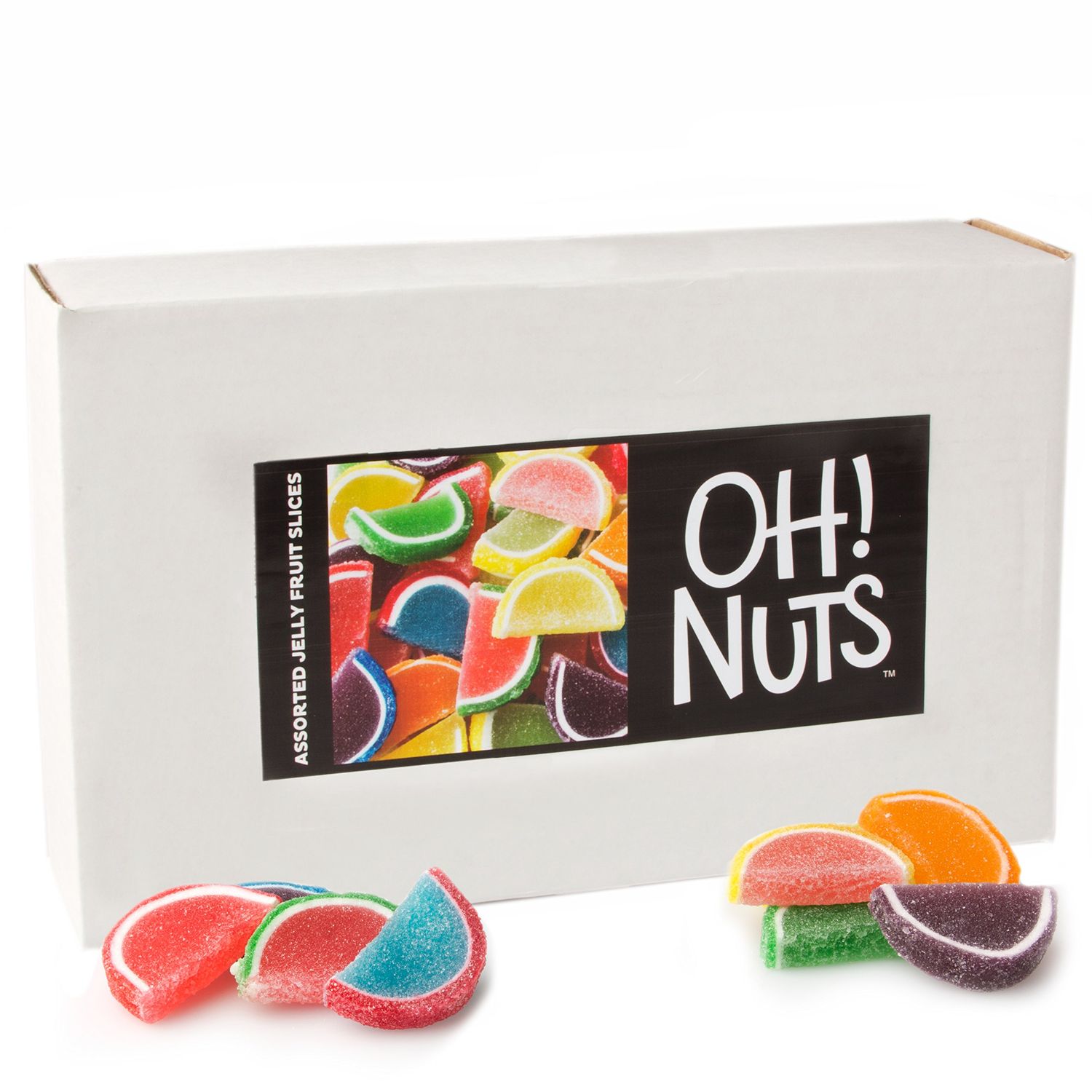 Oh! Nuts Jelly Fruit Slices Large Assorted Sugar Candy - 5lb Bulk Bag | Traditional Old Fashioned Chewy Gummy Sweet Confectionery | Vegan, Gluten-Free, Kosher Certified Pareve (150 CT)