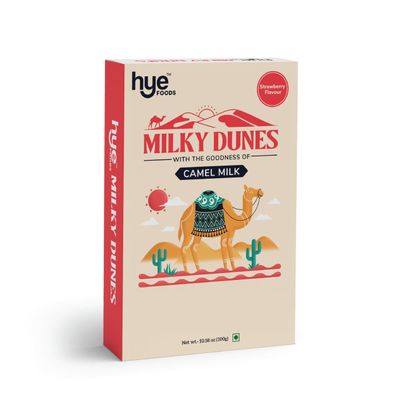 HYE FOODS Milky Dunes | Camel Milk Powder | Pasture Grazed | Strawberry | 300gms | 10.58 Oz