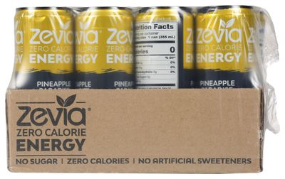 Zevia Zero Calorie Energy Drink, Pineapple Paradise, 120mg Caffeine, Zero Sugar, Non-GMO, 12 Fl Oz (Pack of 12)