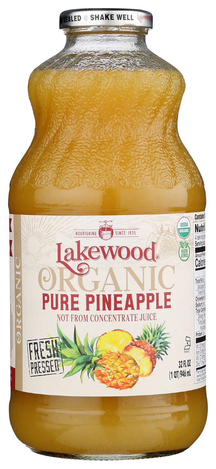 Lakewood Organic Juice, Pineapple, 32 Fl Oz Bottle