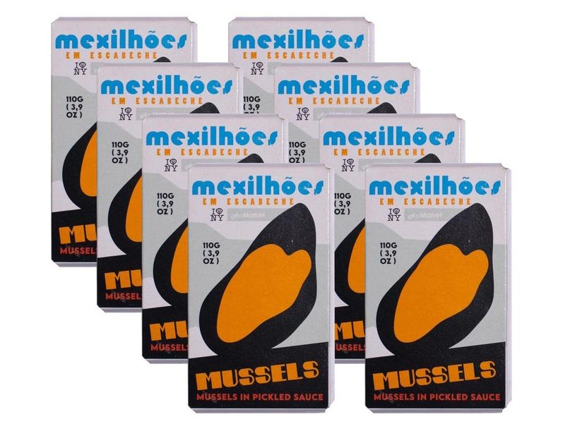 Spanish Mussels Canned in Pickled Sauce | B Vitamins, Omega-3 | Tinned Seafood by Ati Manel | 8 x 110g Can