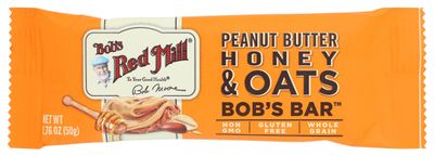 Bob&#39;s Red Mill Bob&#39;s Bar, Peanut Butter Honey &amp; Oats, Gluten Free &amp; Non-GMO, 1.76 Oz (Pack of 12)