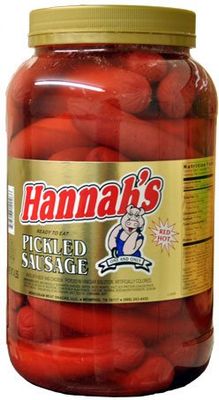 Hannah&#39;s Pickled Sausage 4lb Jar 26ct