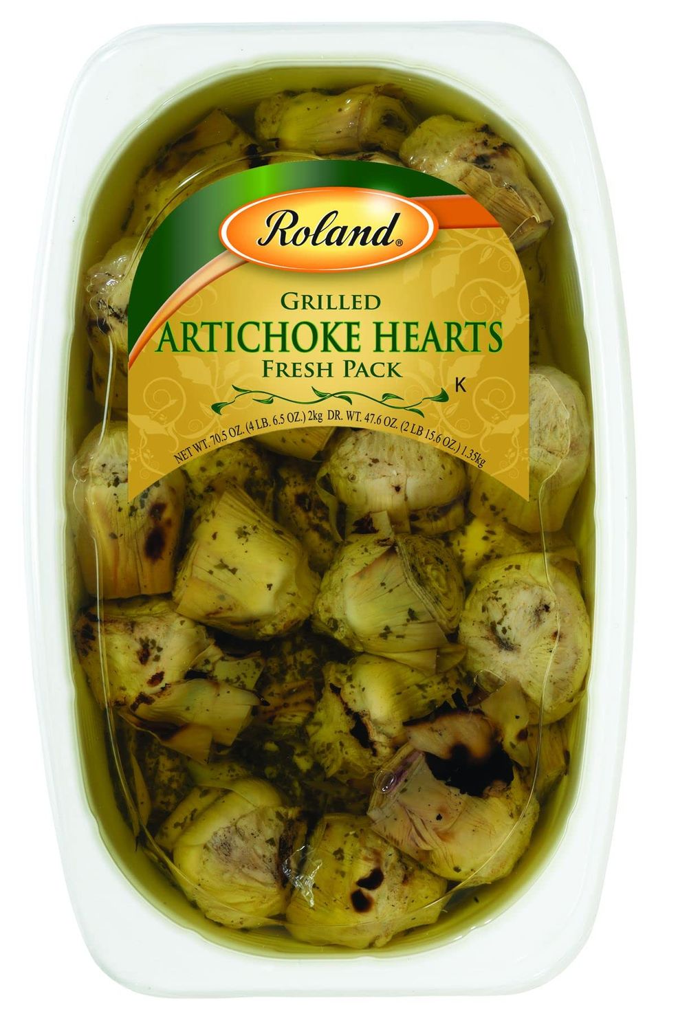 Roland Foods Grilled Artichoke Hearts Marinated in Vinegar and Oil, Specialty Imported Food, 67 Ounce, Pack of 1