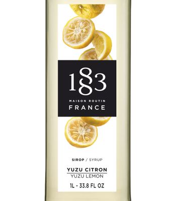 1883 Yuzu Lemon Syrup - Flavored Syrup for Hot & Iced Beverages - Gluten-Free, Vegan, Non-GMO, Kosher, Preservative-Free, Made in France | Glass Bottle 1 Liter (33.8 Fl Oz)