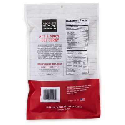 People's Choice Beef Jerky - Classic - Hot &amp; Spicy - Big Slab - Whole Muscle Premium Cuts - Bulk Jerky Package - Thin Sheets - Low Sodium Low Salt High Protein Meat Snack - 15 Count, 1 Bag