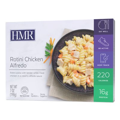 HMR Rotini Chicken Alfredo Entre | Pre-packaged Lunch or Dinner to Support Healthy Eating | Ready to Eat | 16g of Protein | Low Calorie Food | 7oz Serving per Meal | Pack of 6