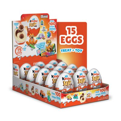 Kinder Joy Eggs, Bulk 15 Count, Holiday Treat Plus Toy, Sweet Creams and Chocolatey Wafer Bites, Stocking Stuffer for Kids, Individually Wrapped, 10.5 oz