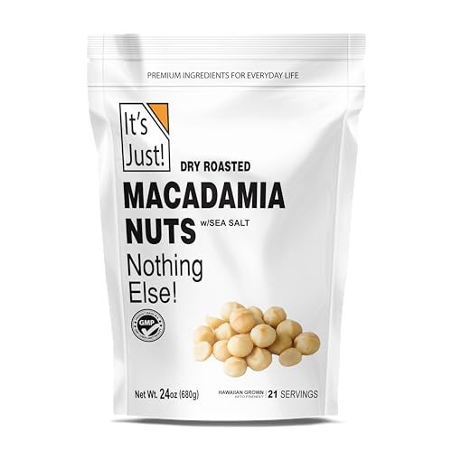 It&#39;s Just - Hawaiian Macadamia Nuts (1.5lbs), Small Batch Dry Roasted in USA, Lightly Salted, Keto Friendly, Resealable Bag, 24oz