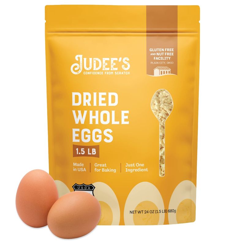 Judees Dried Whole Egg Powder 1.5 lbs - Baking Supplies - Delicious and 100% Gluten-Free - Great for Breakfast, Baking, and Camping Meals - Simplifies Outdoor Cooking Preparation