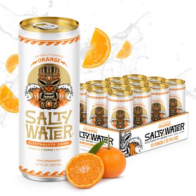 SaltyWater Electrolyte Drink Orange  Zero Sugar Premium Sports Drink Minerals Taurine BVitamins Zinc NonCarbonated Zero Caffeine Hydration Drink  12 Pack 12 oz