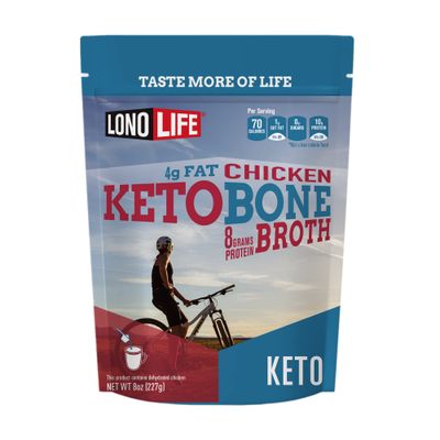 LonoLife Keto Chicken Bone Broth Powder Mix | 10g Protein | Collagen-Rich, Keto &amp; Paleo Friendly | Natural Ingredients | 8oz Bulk Container (15 Servings)