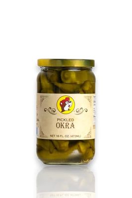 Buc-ees Pickled Okra in a Resealable Jar, Gluten Free, No High Fructose Corn Syrup, 16 Fl. Ounces