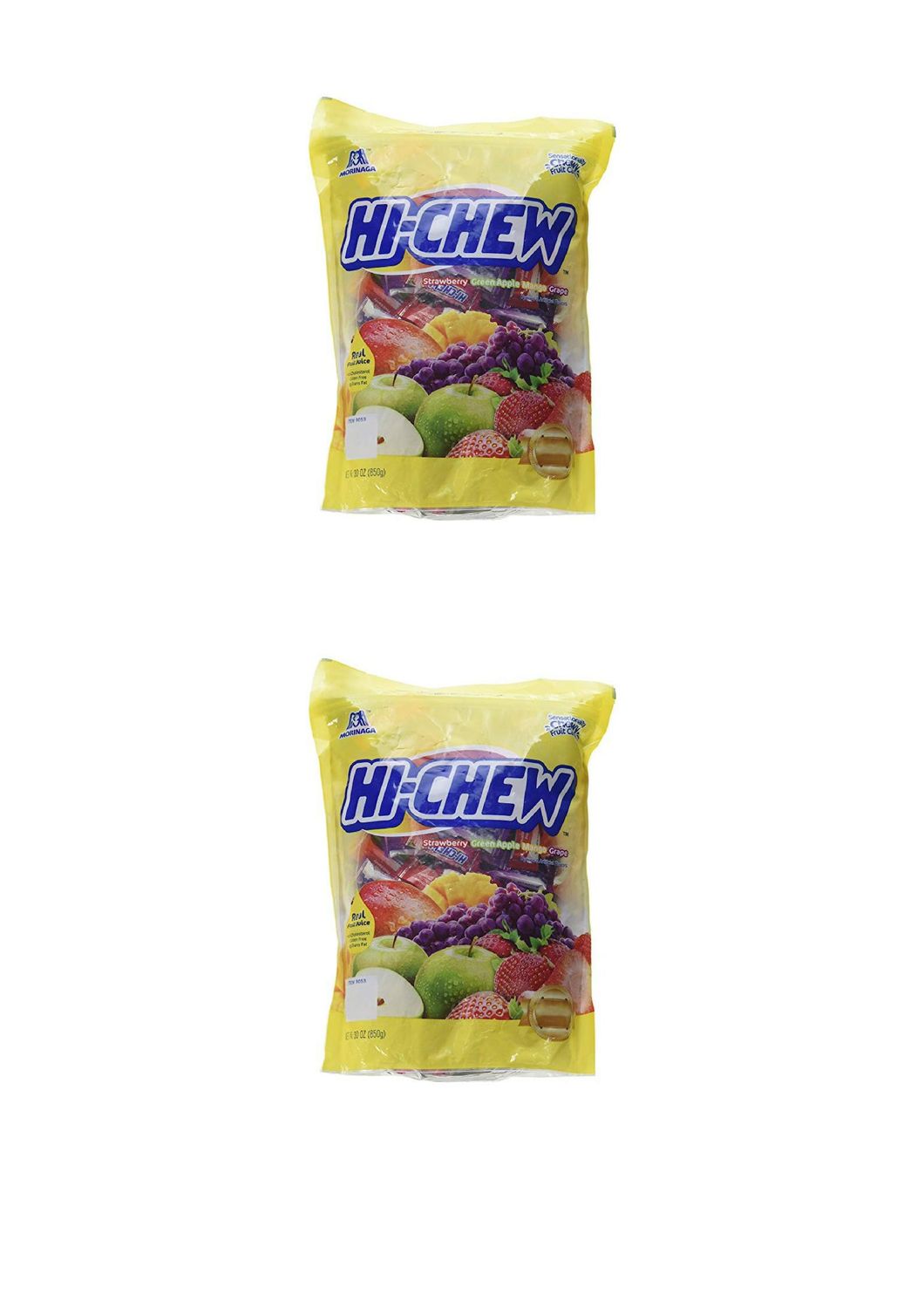 Morinaga Hi -Chew Assorted Flavored 30oz 160+ Individually Wrapped Fruit Chews Mango Grape Strawberry Green Apple (2 pack)