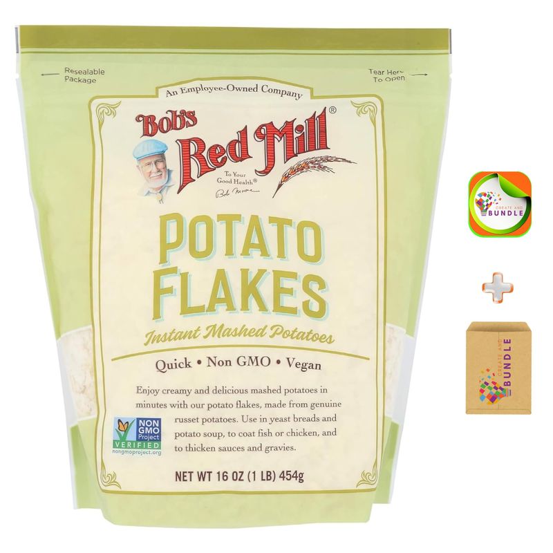 Creamy Potato Flakes Includes One-16 oz Resealable Bag of Bobs Red Mill Potato Flakes Instant Mashed Potatoes + Create Sticker