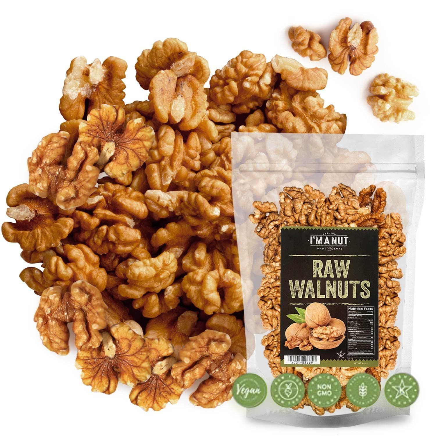 Premium Raw Walnut Pieces 32oz (2 lb) - 100% Natural, No-PPO, Non-GMO, Batch-Tested Gluten &amp; Peanut Free, Kosher, Small Batch Quality