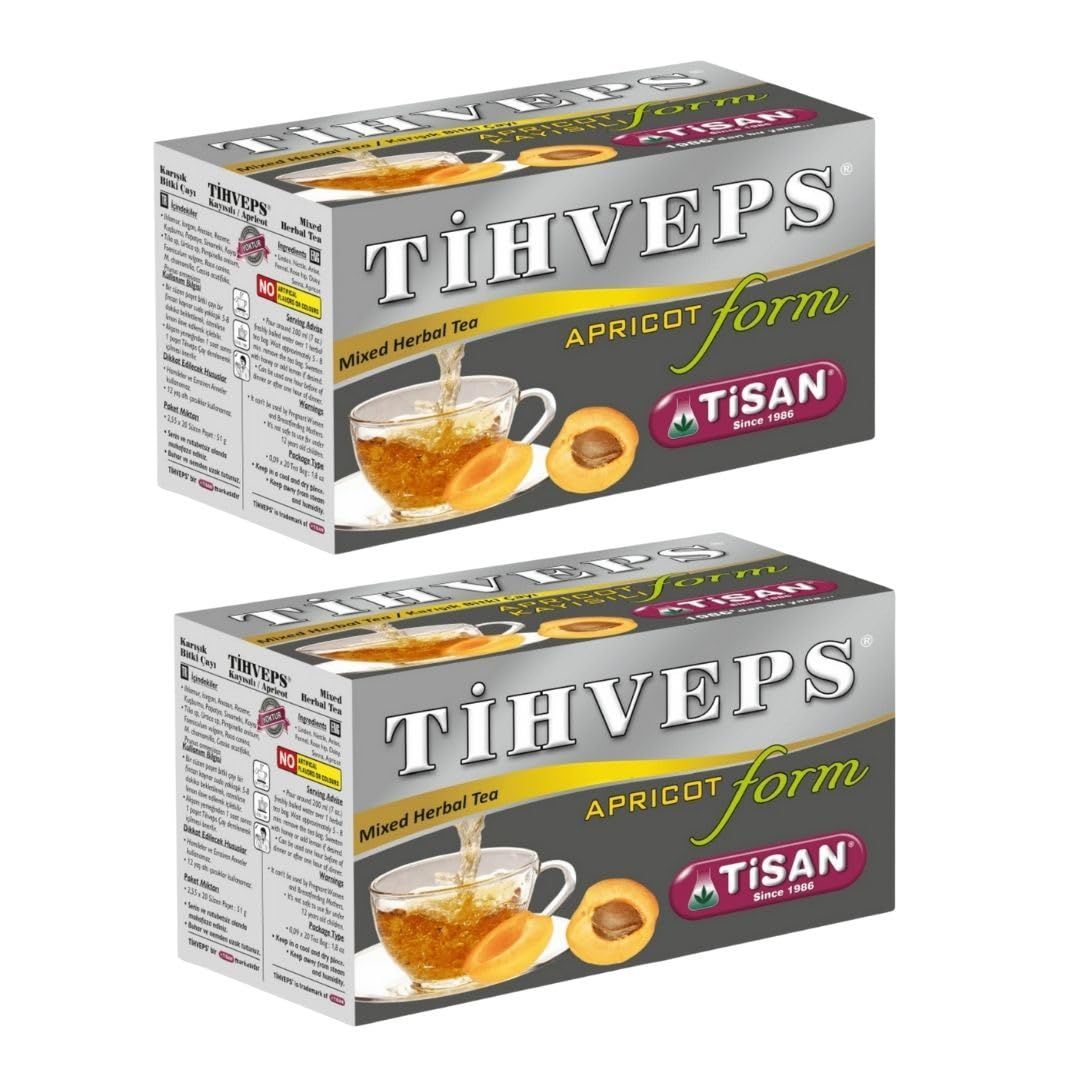 Tisan After Overeating Tihveps Apricot Tea - 2 boxes total 40 tea bags