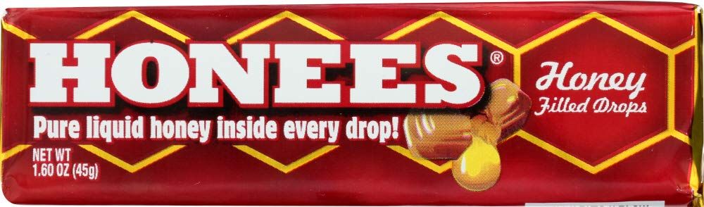 Honees Honey Filled Drops, Honey Cough Drops with Real Honey-Natural Sore Throat Relief-Nothing Artificial-Throat Coat Lozenges, Natural Cough Suppressant, Non-GMO, Gluten Free (6 Pack - 54 Drops)