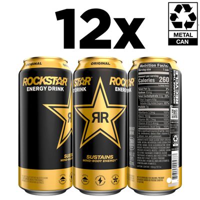 Rockstar Energy Drink, Original, 16oz Cans (12 Pack) (Packaging May Vary)