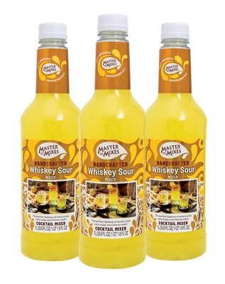 Master of Mixes Whiskey Sour Drink Mix, Ready To Use, 1 Liter Bottle (33.8 Fl Oz), Pack of 3