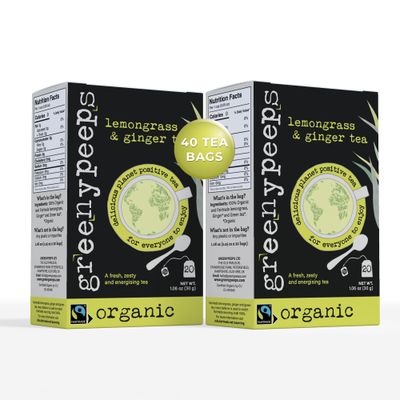 Greenypeeps Organic Lemongrass Tea with Ginger - Lemon Grass and Ginger Tea - Organic and Fairtrade Certified - Antioxidant Rich - Clean and Energizing Herbal Tea - Lemongrass Tea Bags - 40 Count