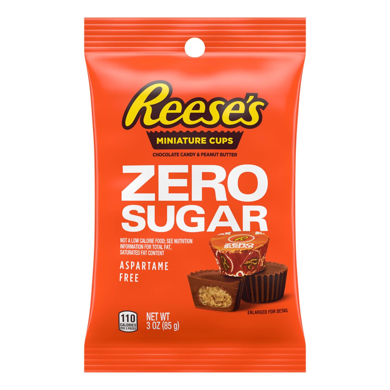 REESE&#39;S Zero Sugar Miniatures Chocolate Peanut Butter Cups, Candy Bags, 3 oz (12 Count)