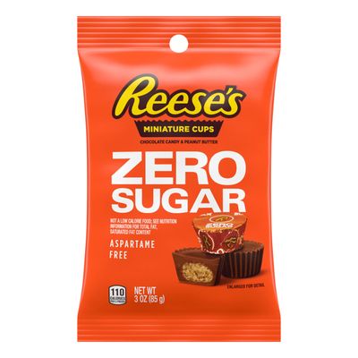 REESE&#39;S Zero Sugar Miniatures Chocolate Peanut Butter Cups, Candy Bags, 3 oz (12 Count)