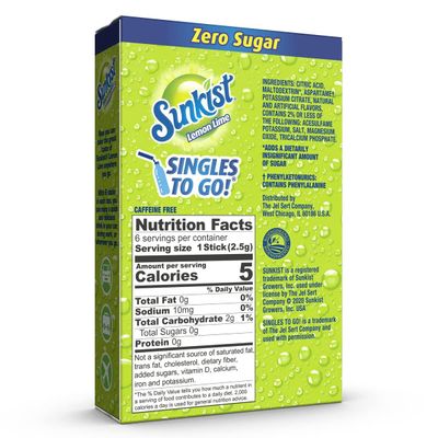 Sunkist Soda Lemon Lime Singles To Go Drink Mix, 0.53 OZ, 6 CT (Pack of 4)