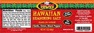 NOH Foods of Hawaii Hawaiian Seasoning Salt (Garlic Herb (Garlic, Onion, Black Pepper), 7 Ounce)