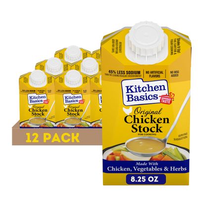 Kitchen Basics Original Chicken Stock, 8.25 oz (Pack of 12) | No Artificial Flavors, Gluten Free, No MSG added |