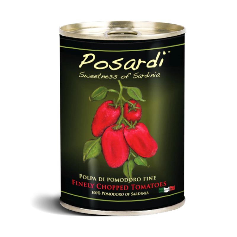 Posardi Finely Chopped Tomatoes - Sardinia, Italy (blue zone) - 100% Pesticide FREE/Non GMO - 14oz Can (6 Pack)