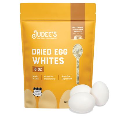 Judees Dried Egg White Protein Powder 8 oz - Pasteurized, USDA Certified, 100% Non-GMO - Gluten-Free and Nut-Free - Just One Ingredient - Made in USA - Use in Baking - Make Whipped Egg Whites