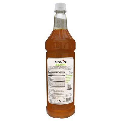 Monin - Energy Boost, Liquid Energy Supplement, Subtle Tea Flavor, Zero Added Sugar, Great for Coffee, Soda, &amp; More, Low-Calorie, Contains Natural Caffeine, Gluten-Free, Clean Label (1 Liter + Pump)