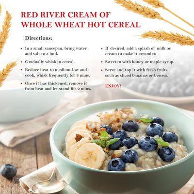 Red River Cereal - Cream of Whole Wheat Hot Cereal (2lbs / 908g) Made in Canada at Arva Flour Mills - All Natural, No-Additives (1-Pack)