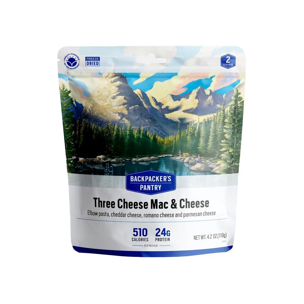 Backpacker&#39;s Pantry Three Cheese Mac &amp; Cheese - Freeze Dried Backpacking &amp; Camping Food - Emergency Food - 24 Grams of Protein, Vegetarian, 1 count