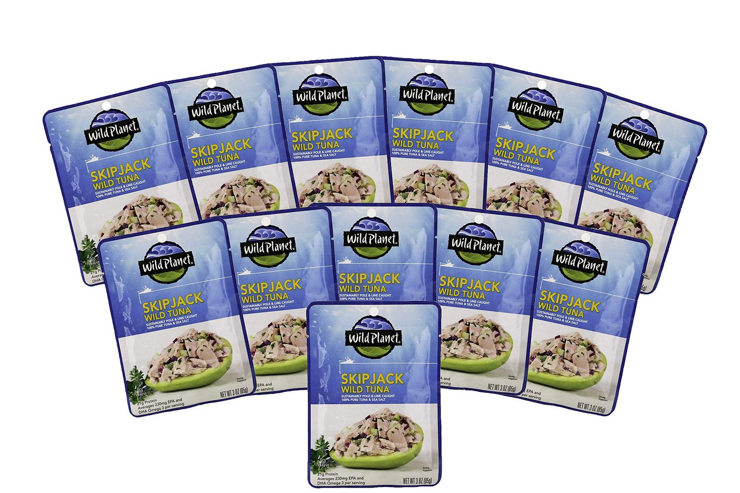 Wild Planet Skipjack Wild Tuna, Sea Salt, Pouch, Keto and Paleo, 3rd Party Mercury Tested, 3 Ounce (Pack of 12)