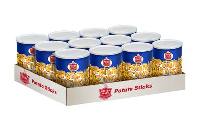 Better Made Potato Sticks 5oz Canister - (Original, 12 Can Tray) - Shoestring Potato Sticks - Gluten Free - Crunchy, Crispy Snack from Fresh Potatoes - Resealable Lid