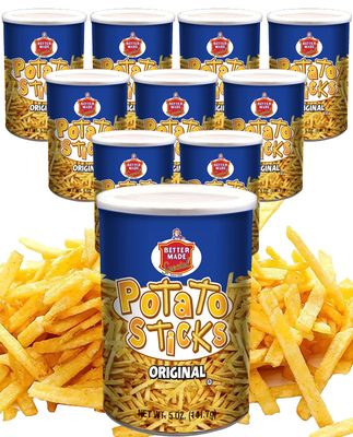 Better Made Potato Sticks 5oz Canister - (Original, 12 Can Tray) - Shoestring Potato Sticks - Gluten Free - Crunchy, Crispy Snack from Fresh Potatoes - Resealable Lid