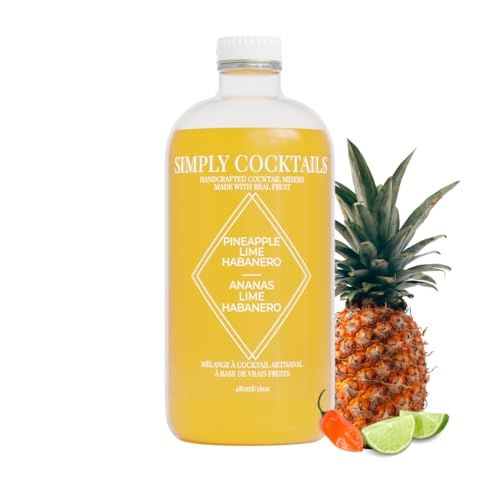 Simply Cocktails Pineapple Lime Habanero Cocktail Mixer. Perfect for Craft Cocktails and Mocktails. Made with Premium Real Fruit Purees and Fresh Citrus. Low Sugar. Alcohol Free. 16oz (Pack of 1)