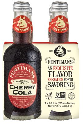 Fentimans Sparkling Cherry Cola - Cherry Soda, Soft Drink, Craft Soda Pop, All Natural Ingredients, No Artificial Colors or Flavors, Botanically Brewed - 9.3 Fl Oz (Pack of 4)