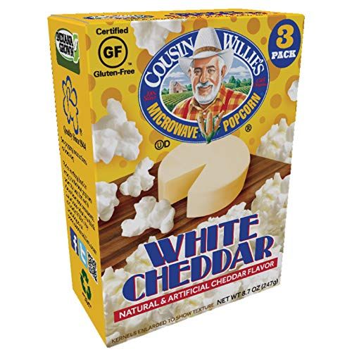 Cousin Willie&#39;s Simply Better White Cheddar Popcorn (3 Pack, 8.7oz) - Unbeatable Flavor - Cholesterol Free - Made in the USA