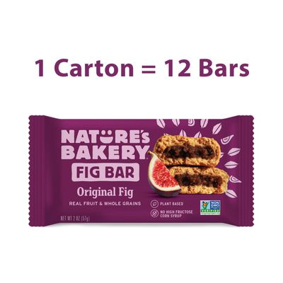 Natures Bakery Whole Wheat Fig Bars, Original Fig, Real Fruit, Vegan, Non-GMO, Snack bar, 1 box with 12 twin packs (12 twin packs)